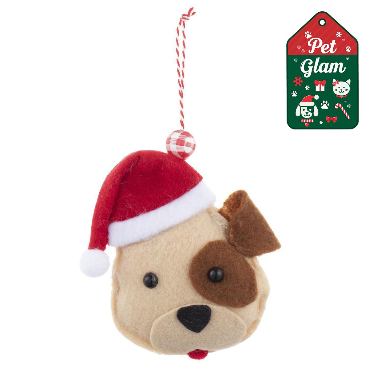 DEAR SANTA - Cabeza perro navidad colante 11 cm pet glam