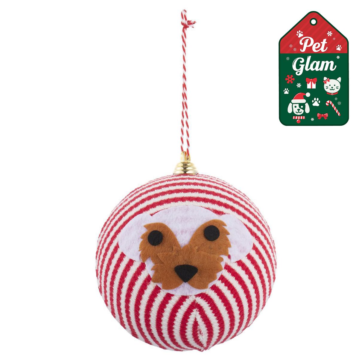 DEAR SANTA - Esfera navidad roja perro 10 cm pet glam