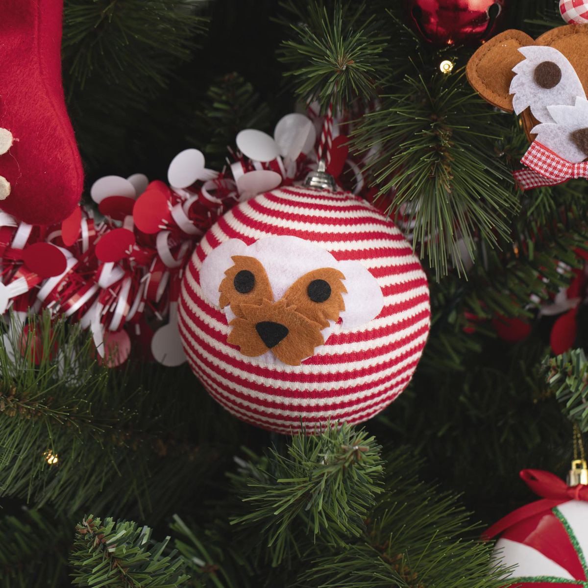 DEAR SANTA - Esfera navidad roja perro 10 cm pet glam