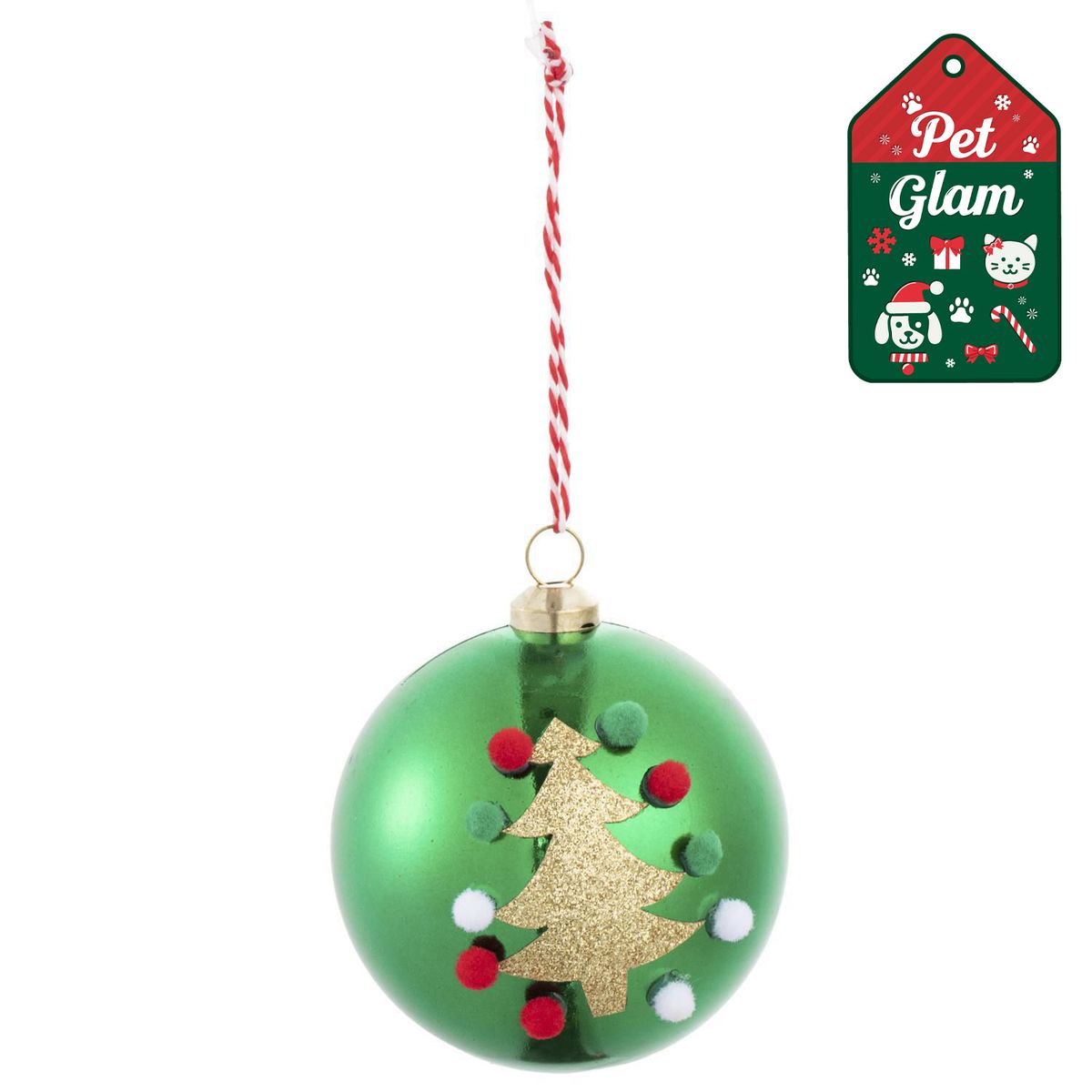 DEAR SANTA - Esfera navidad con árbol 8 cm pet glam