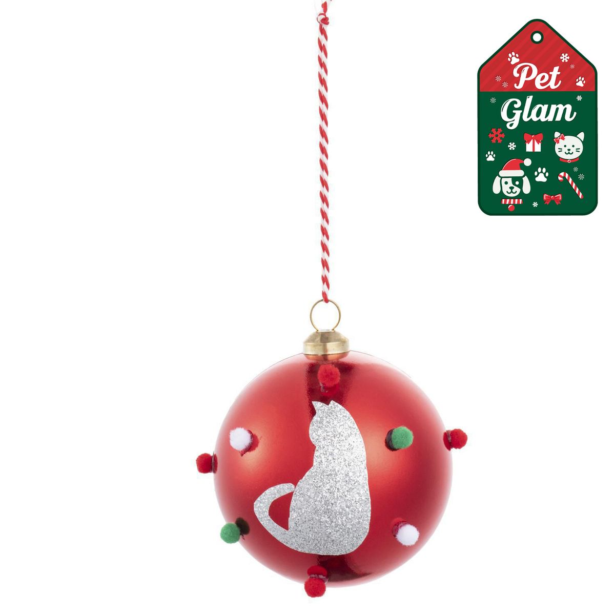 DEAR SANTA - Esfera navidad con gato 8 cm pet glam