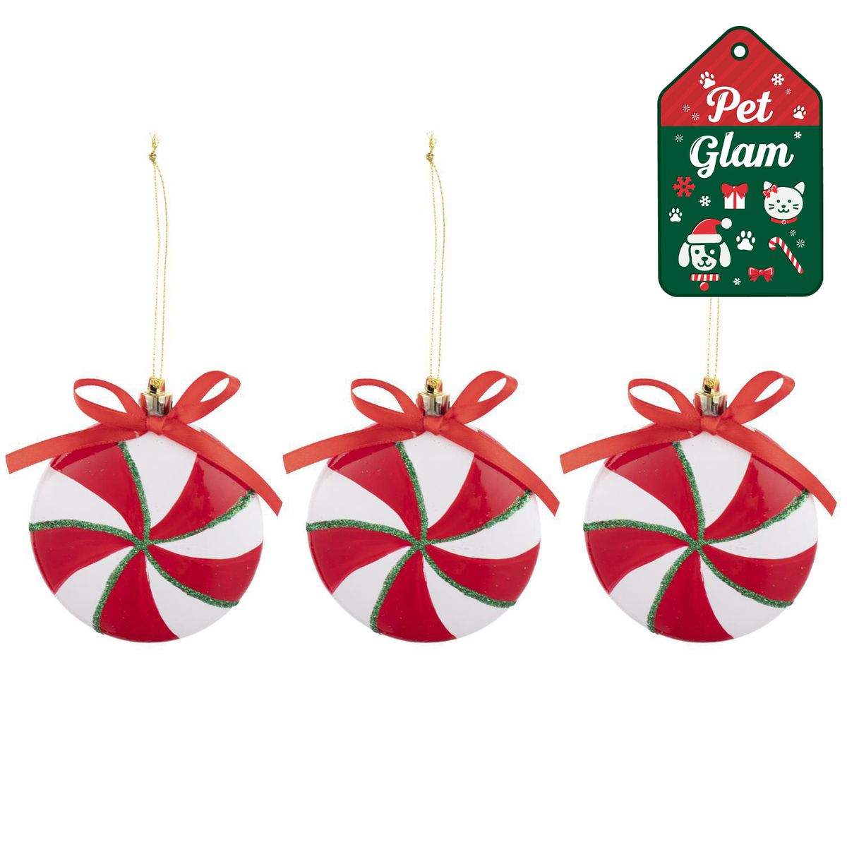 DEAR SANTA - Set 3 adorno navidad lollipop pet glam