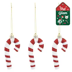 DEAR SANTA - Set 3 bastones navidad 9 cm pet glam