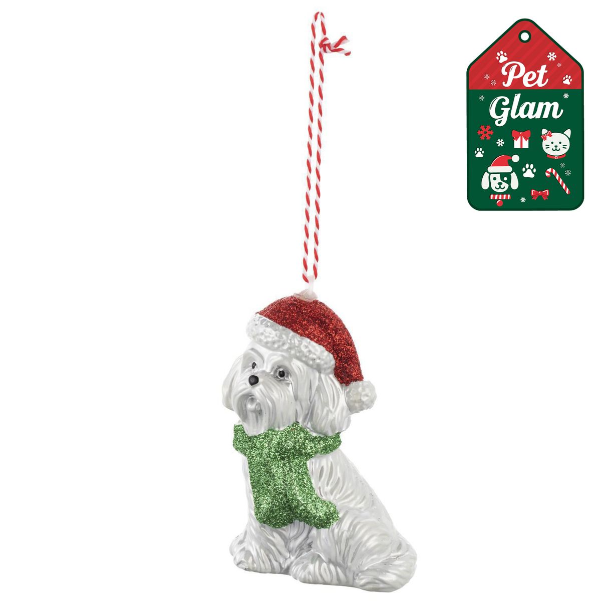 DEAR SANTA - Adorno navidad perro gris 9 cm pet glam