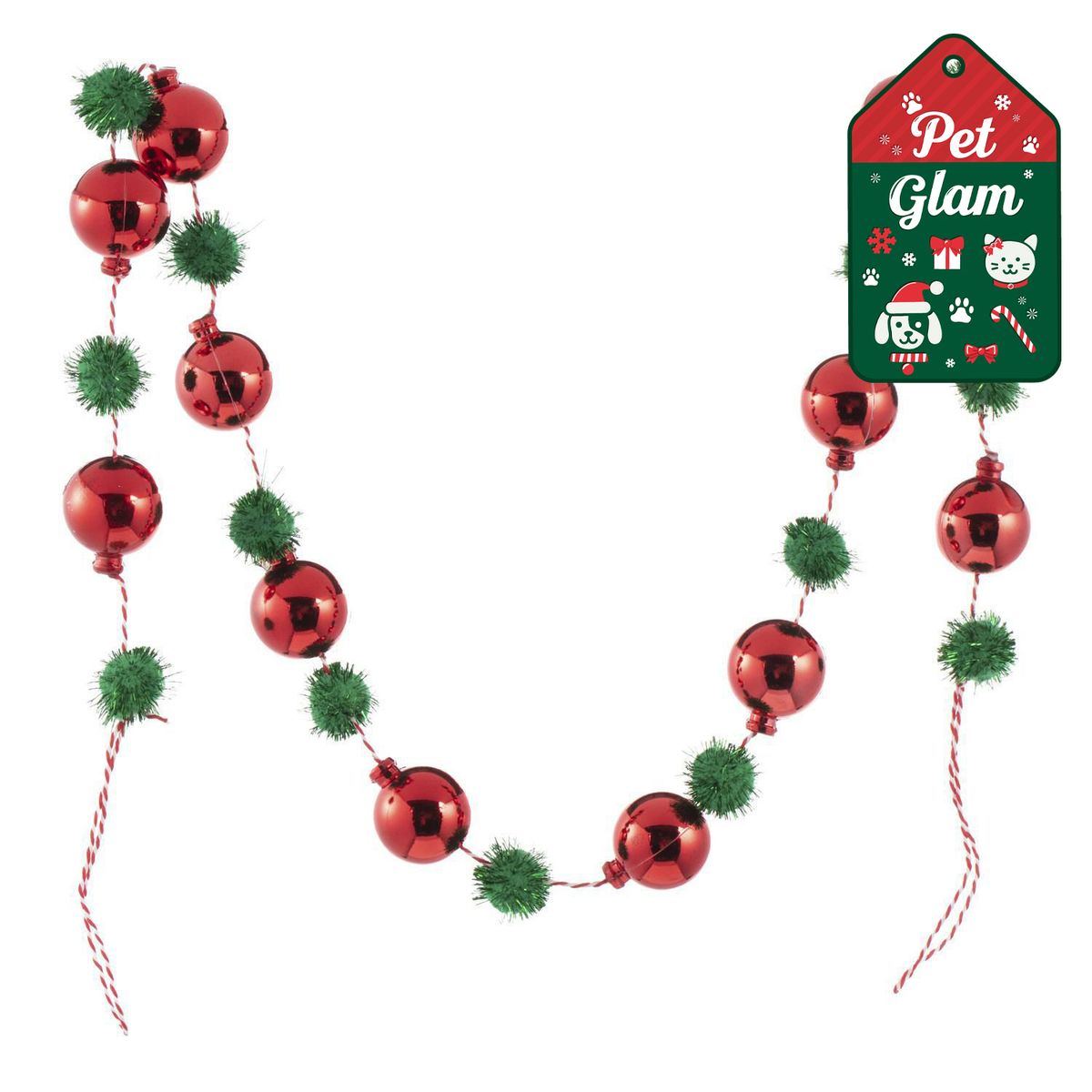 DEAR SANTA - Guirnalda navidad pompom 120 cm pet glam