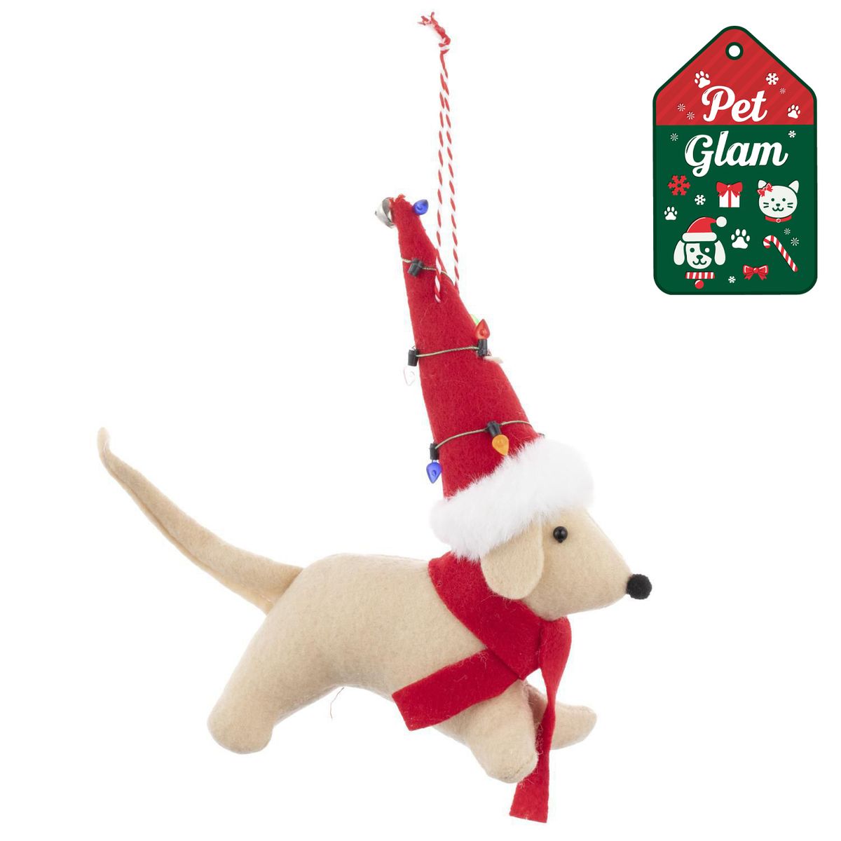 DEAR SANTA - Adorno navidad perro beige 14 cm pet glam