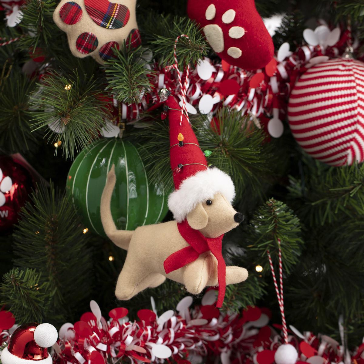 DEAR SANTA - Adorno navidad perro beige 14 cm pet glam