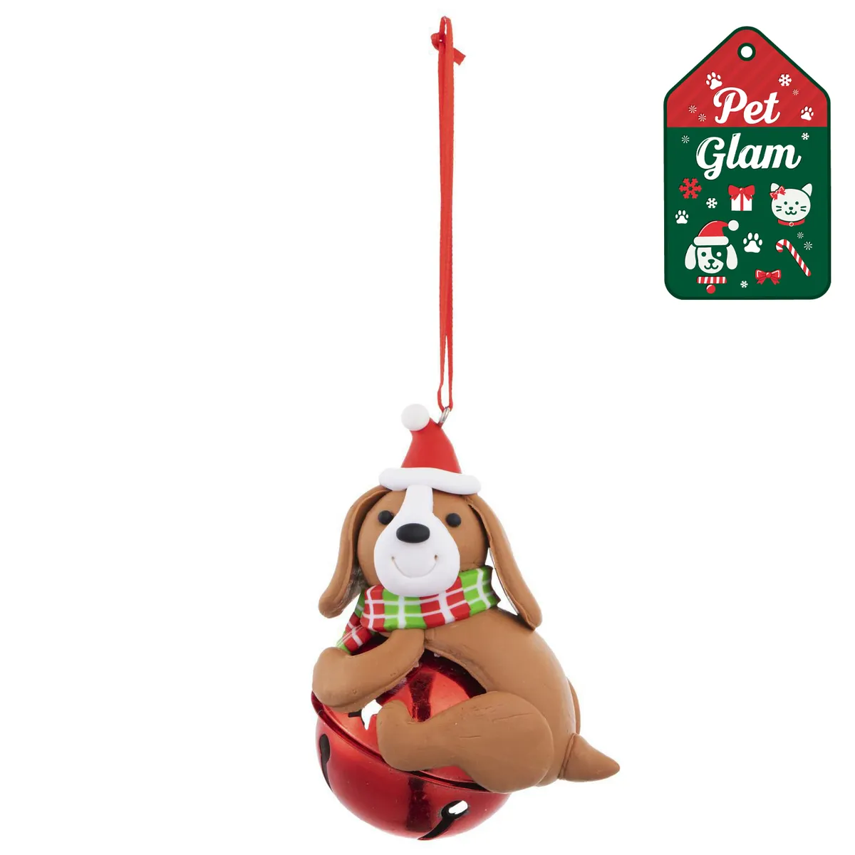 DEAR SANTA - Adorno Perro navidad cascabel 8 cm pet glam
