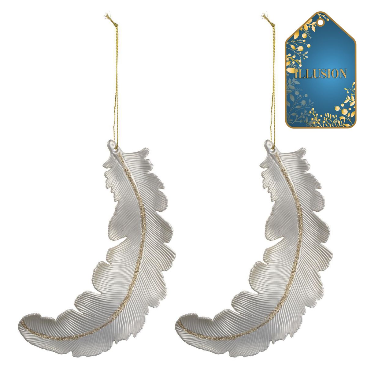 DEAR SANTA - Set 2 Adornos plumas navidad 15 cm illusion