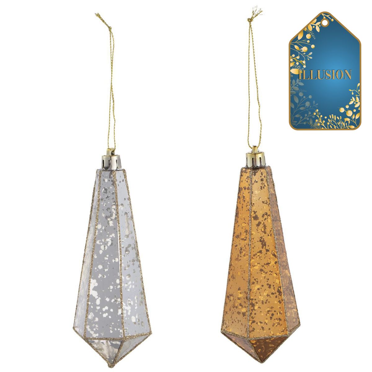 DEAR SANTA - Set 2 diamantes navidad 13 cm illusion