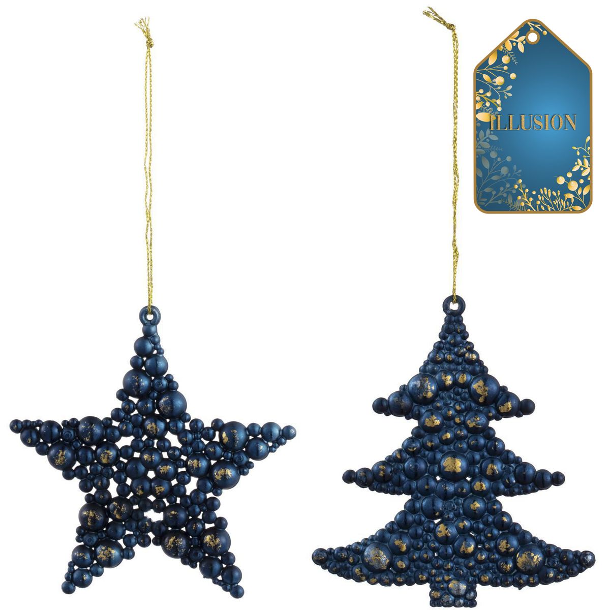 DEAR SANTA - Set 2 Adornos árbol/estrella navidad 10 cm illusion