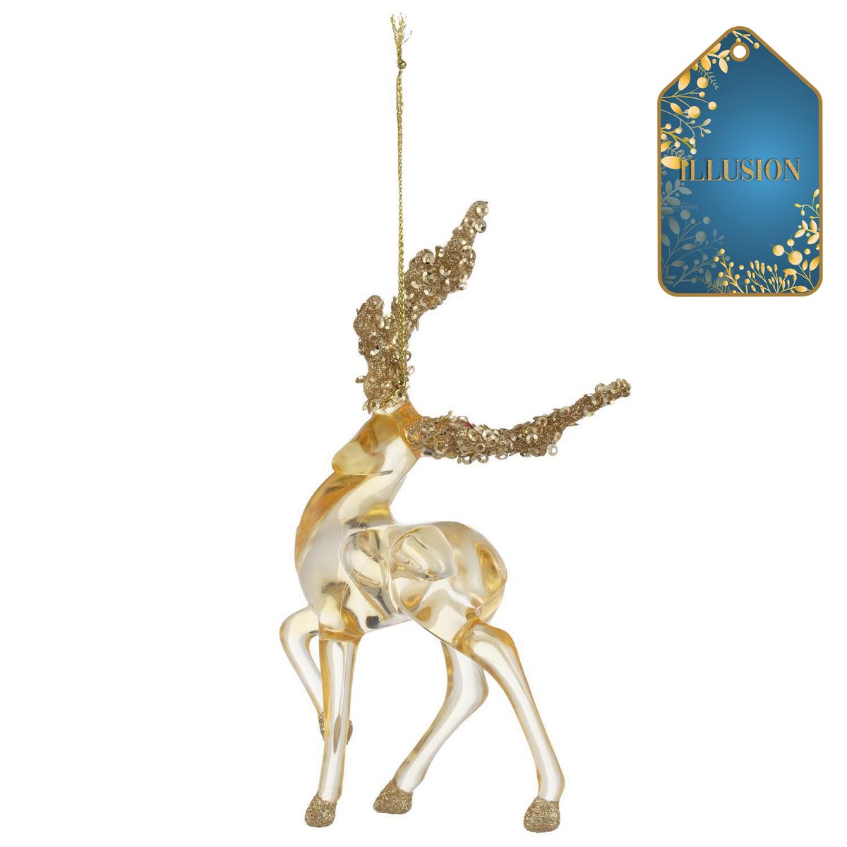 DEAR SANTA - Adorno navidad reno dorado 15 cm illusion