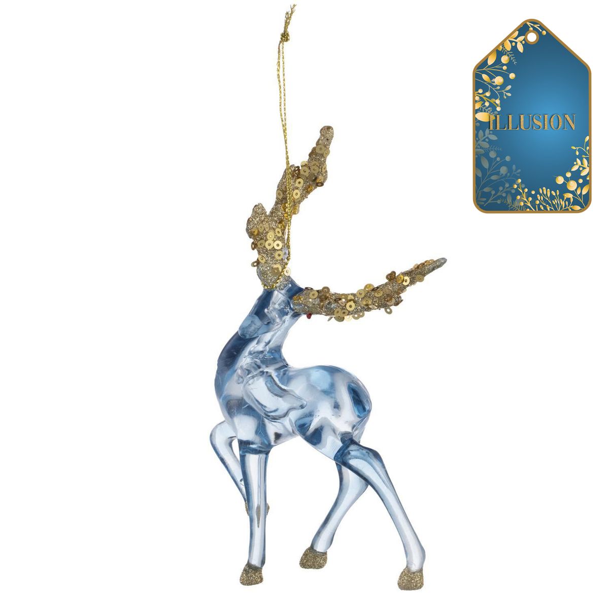 DEAR SANTA - Adorno navidad reno azul 15 cm illusion