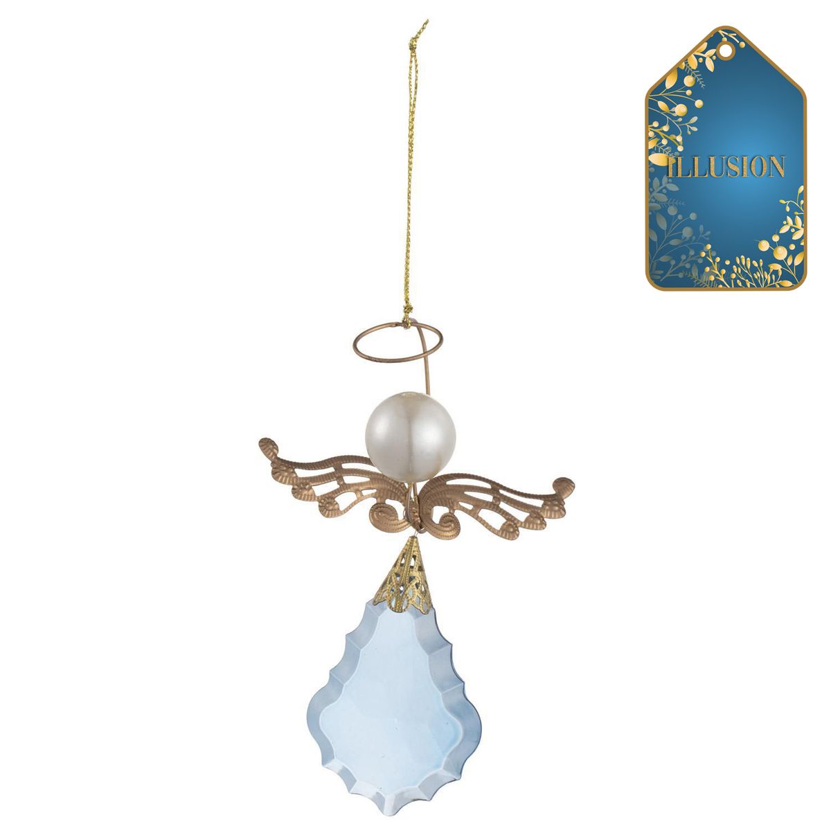 DEAR SANTA - Adorno navidad ángel azul 12 cm illusion