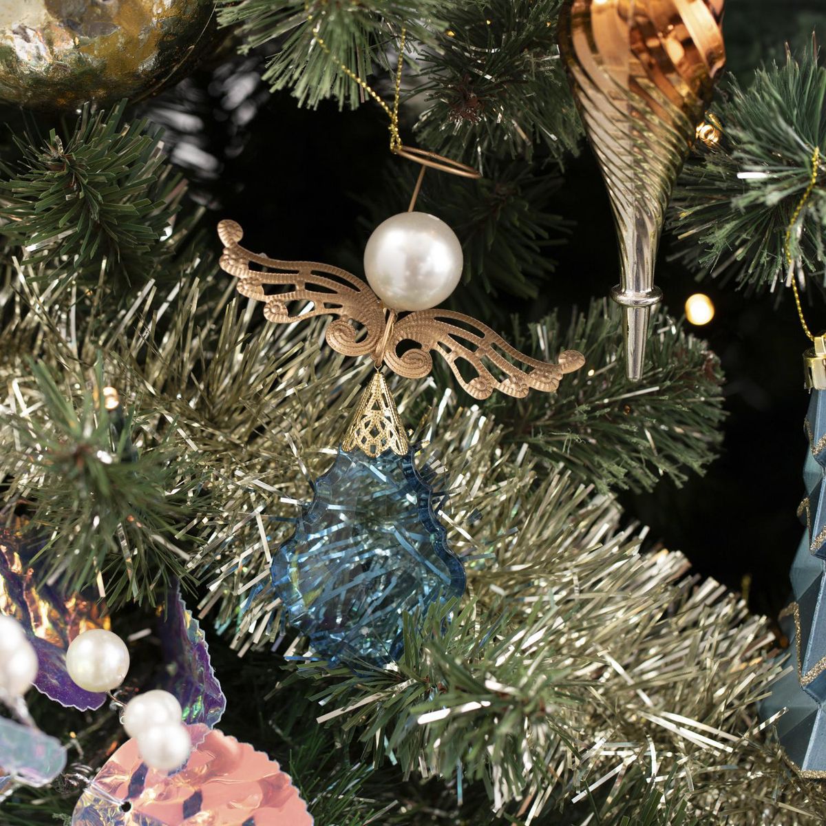 DEAR SANTA - Adorno navidad ángel azul 12 cm illusion