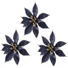 DEAR SANTA - Set 3 poinsettias navidad 8 cm illusion