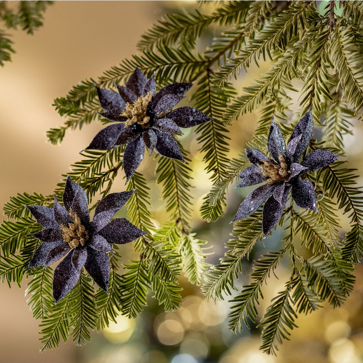 DEAR SANTA - Set 3 poinsettias navidad 8 cm illusion