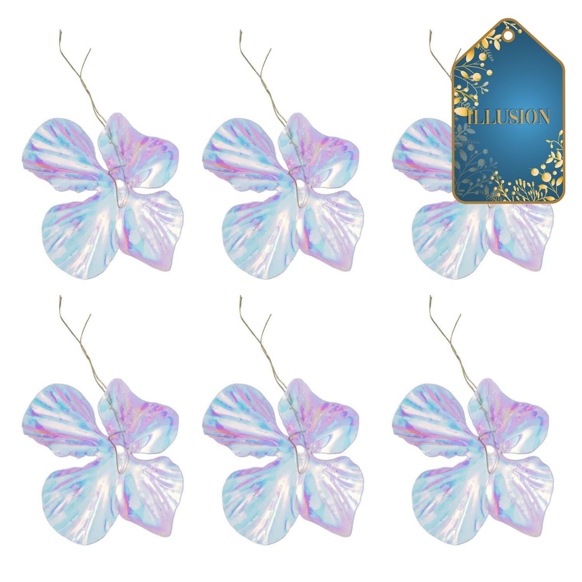 DEAR SANTA - Set 6 flores navidad tornasol illusion