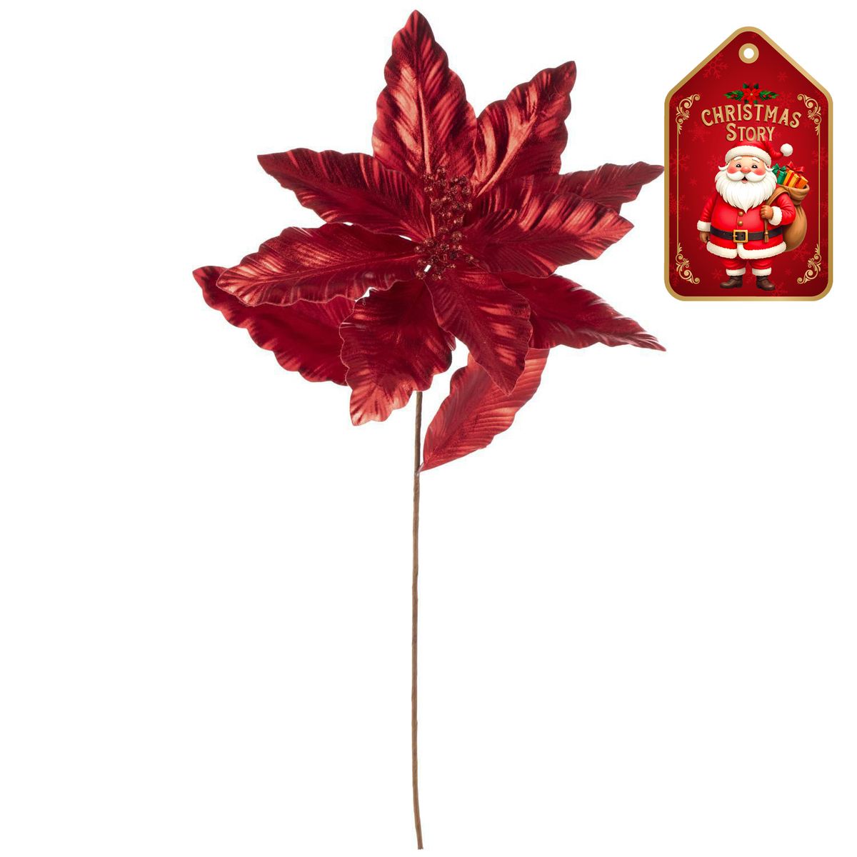 DEAR SANTA - Pick ponsettia navidad rojo 54cm xmas story