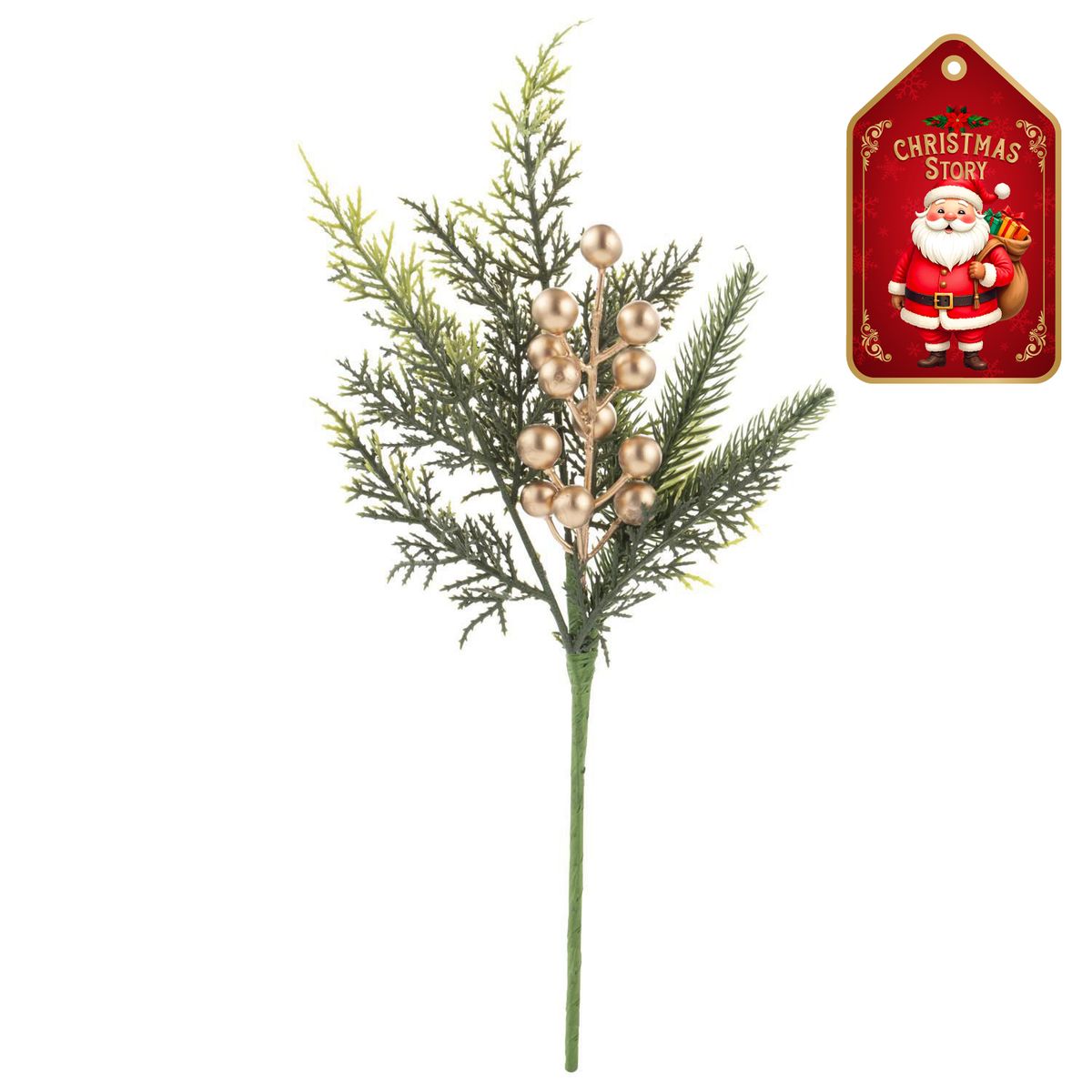 DEAR SANTA - Pick navidad berry dorado 38 cm xmas story