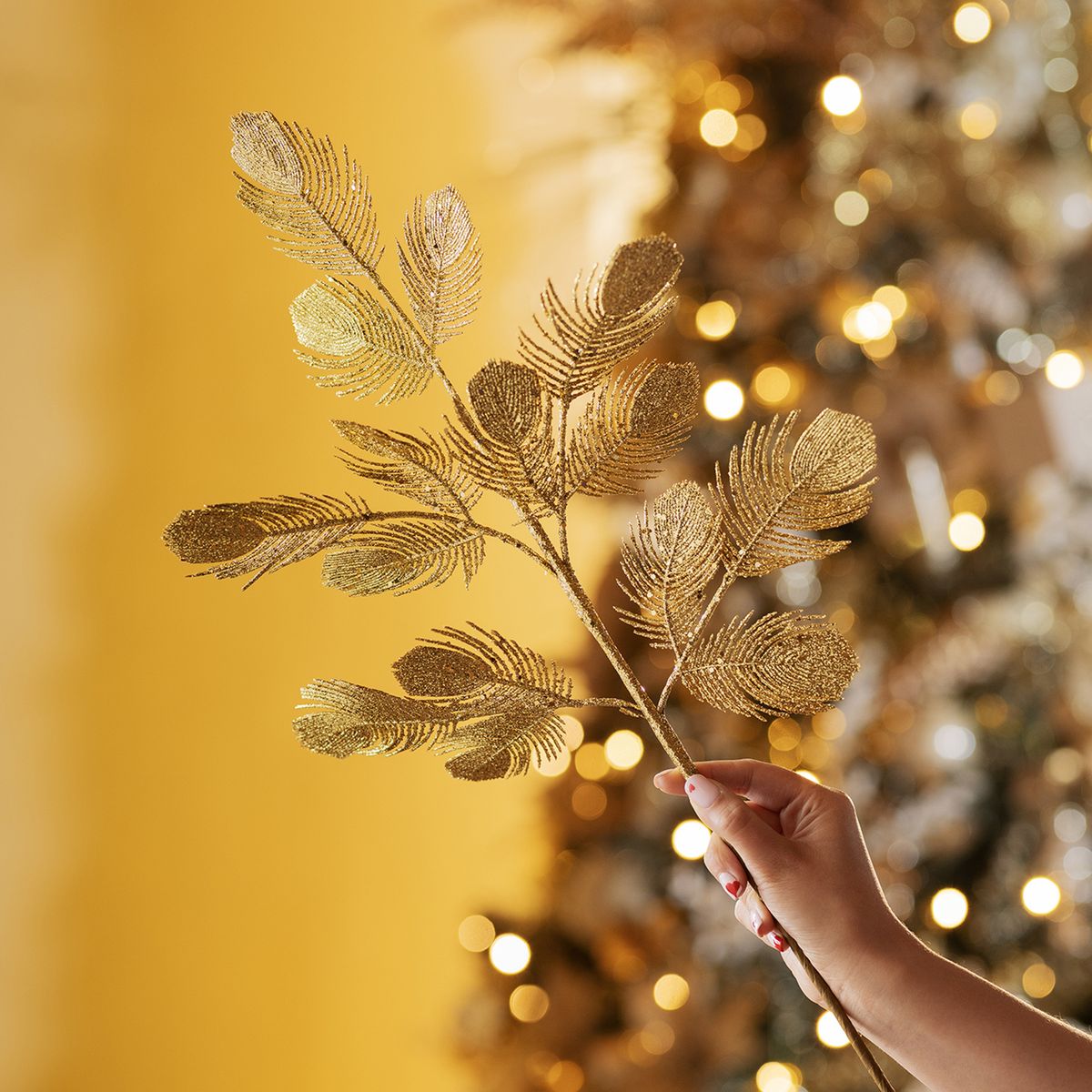 DEAR SANTA - Pick 65cm hojas esca noche dorado