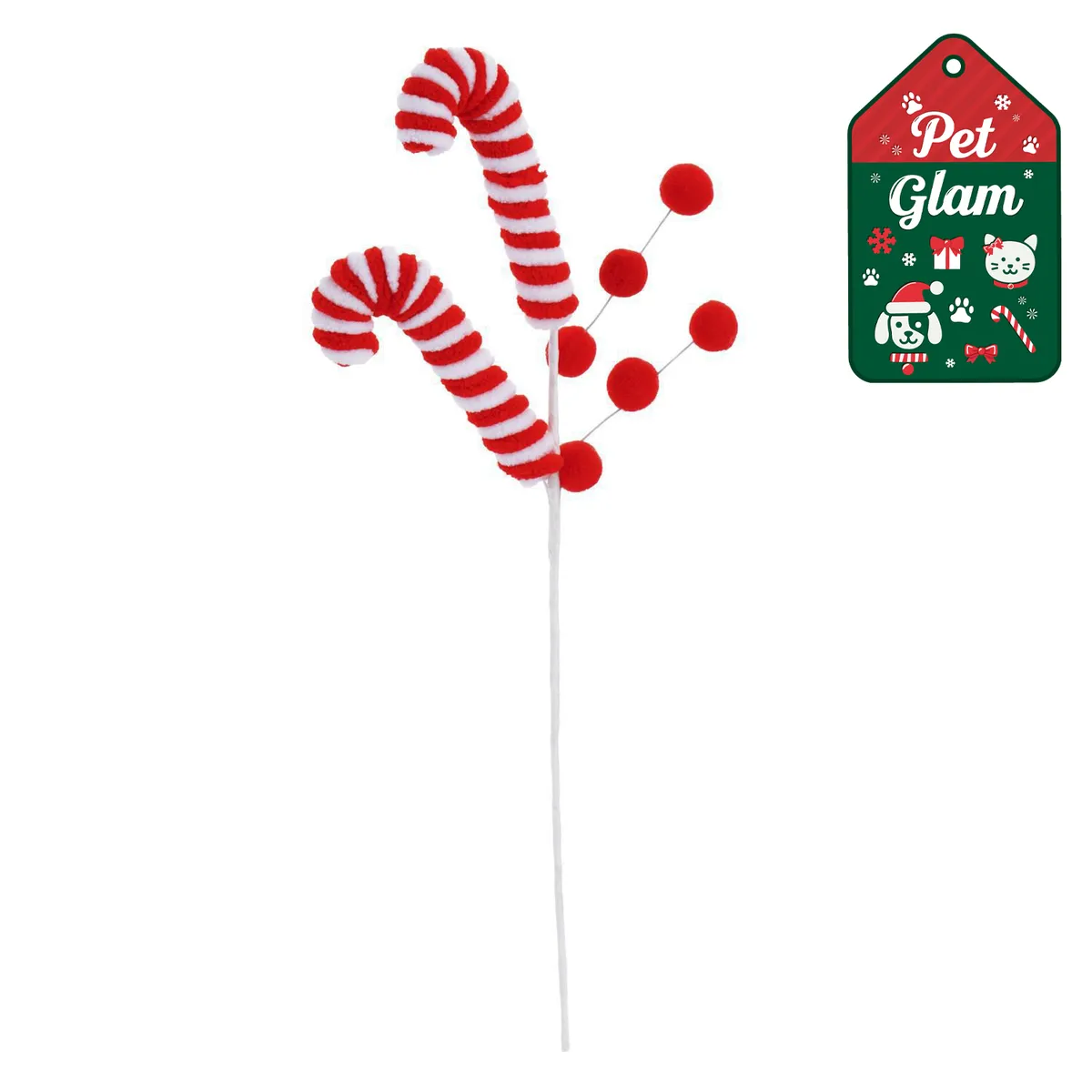 DEAR SANTA - Pick navidad bastón 35cm pet glam