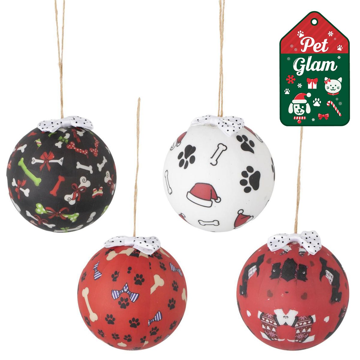 DEAR SANTA - Set 4 esferas navidad 7,5 cm