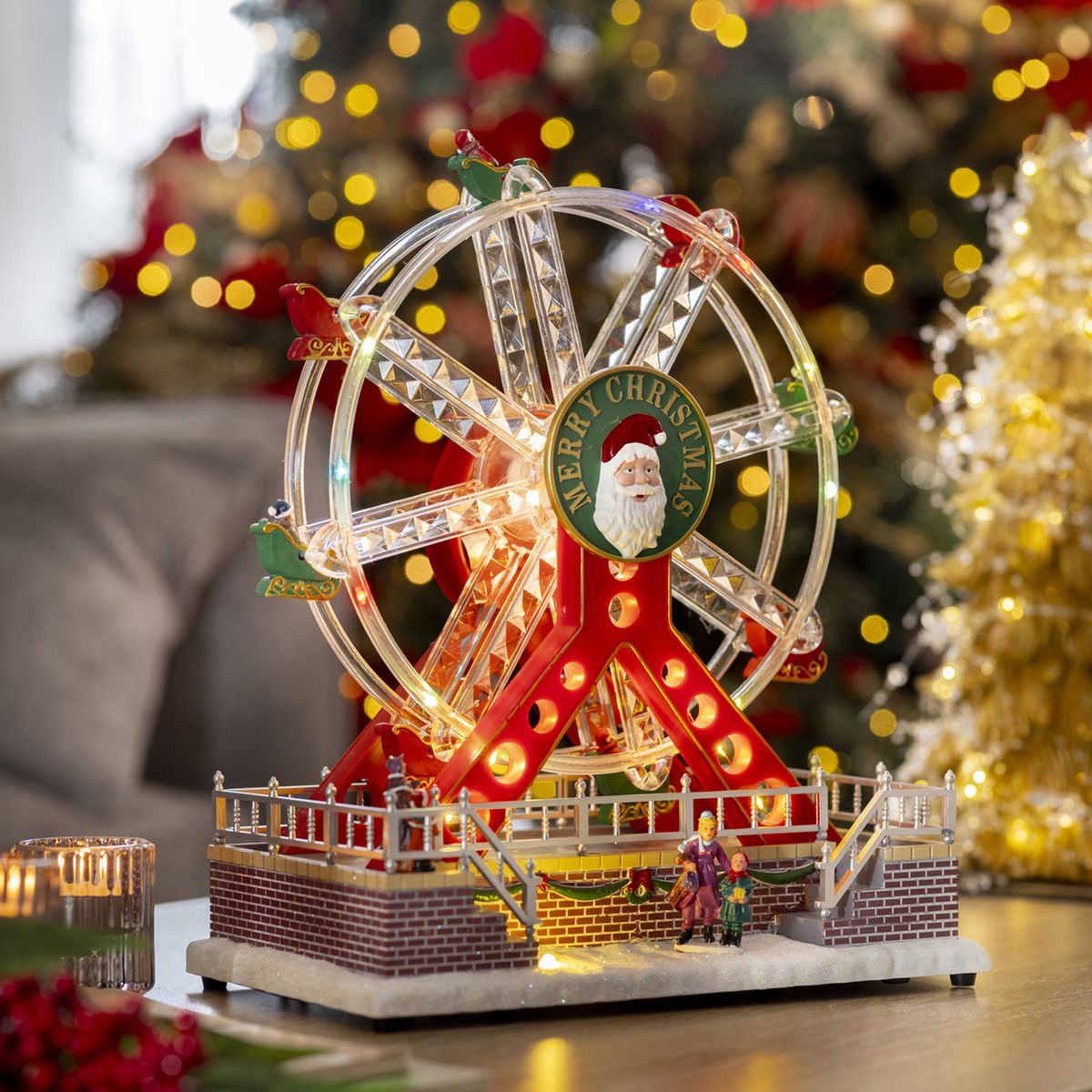 DEAR SANTA - Rueda fortuna navidad animada iluminada 31cm