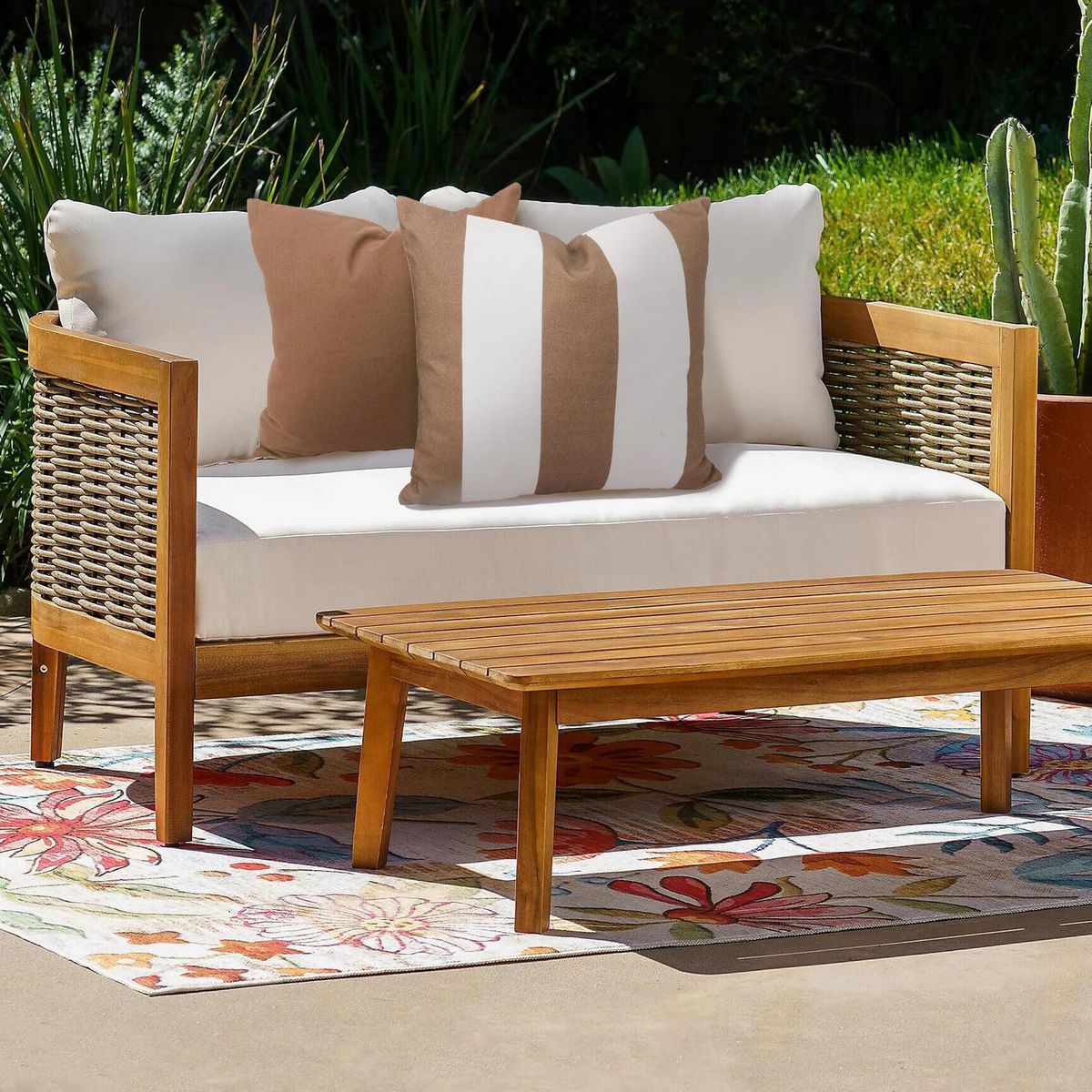 JUST HOME COLLECTION - Set 2 Cojines Rayas Café 45x45 cm