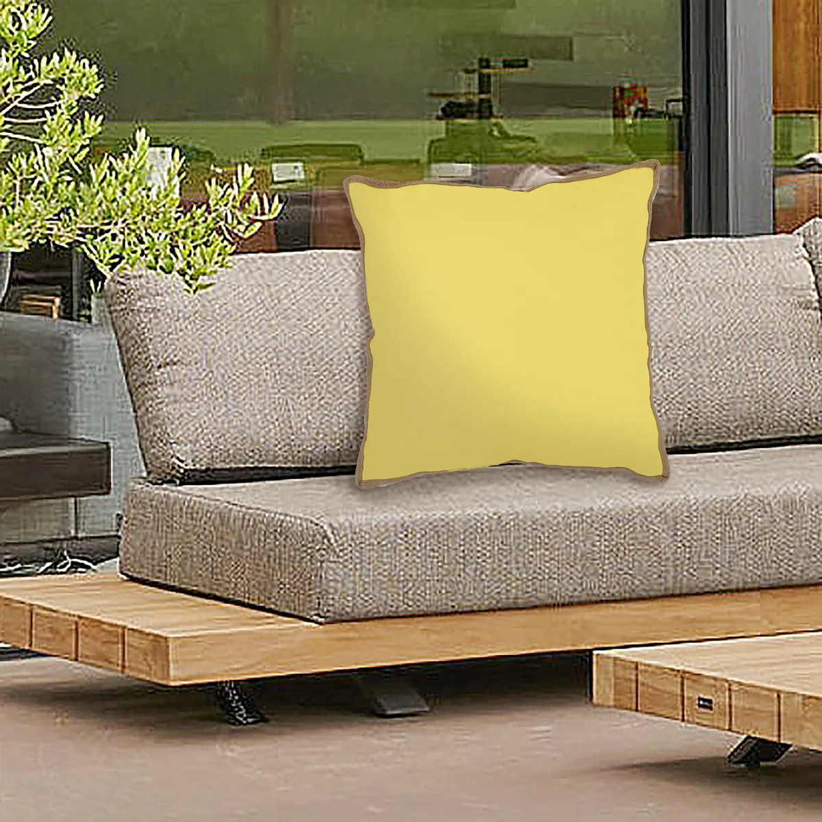 JUST HOME COLLECTION - Cojín Borde Yute Amarillo 50x50 cm