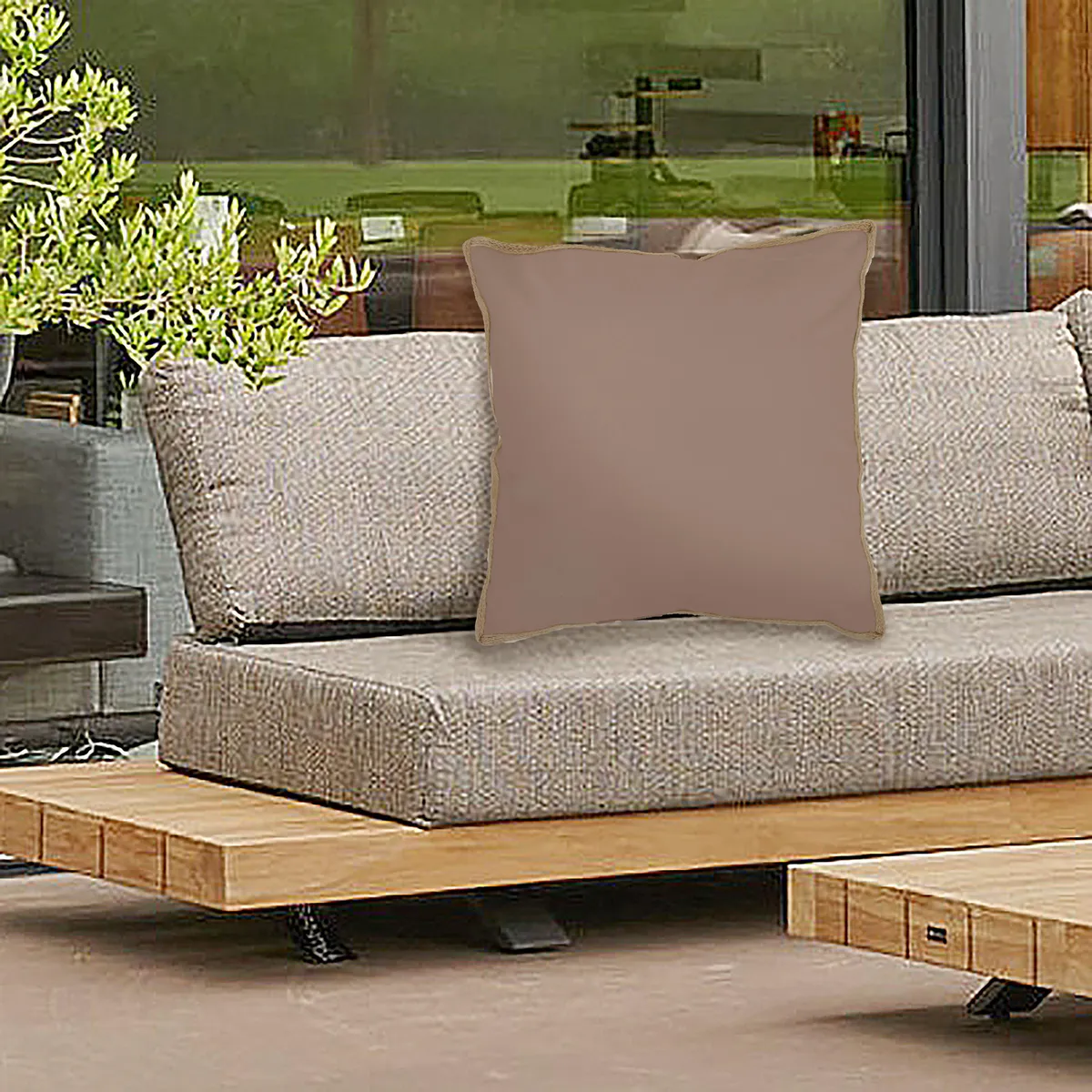 JUST HOME COLLECTION - Cojín Borde Yute Café 50x50 cm