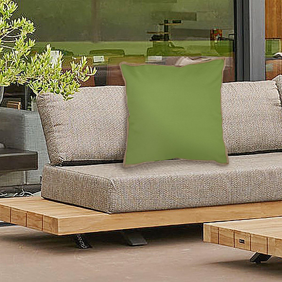 JUST HOME COLLECTION - Cojín Borde Yute Verde 50x50 cm