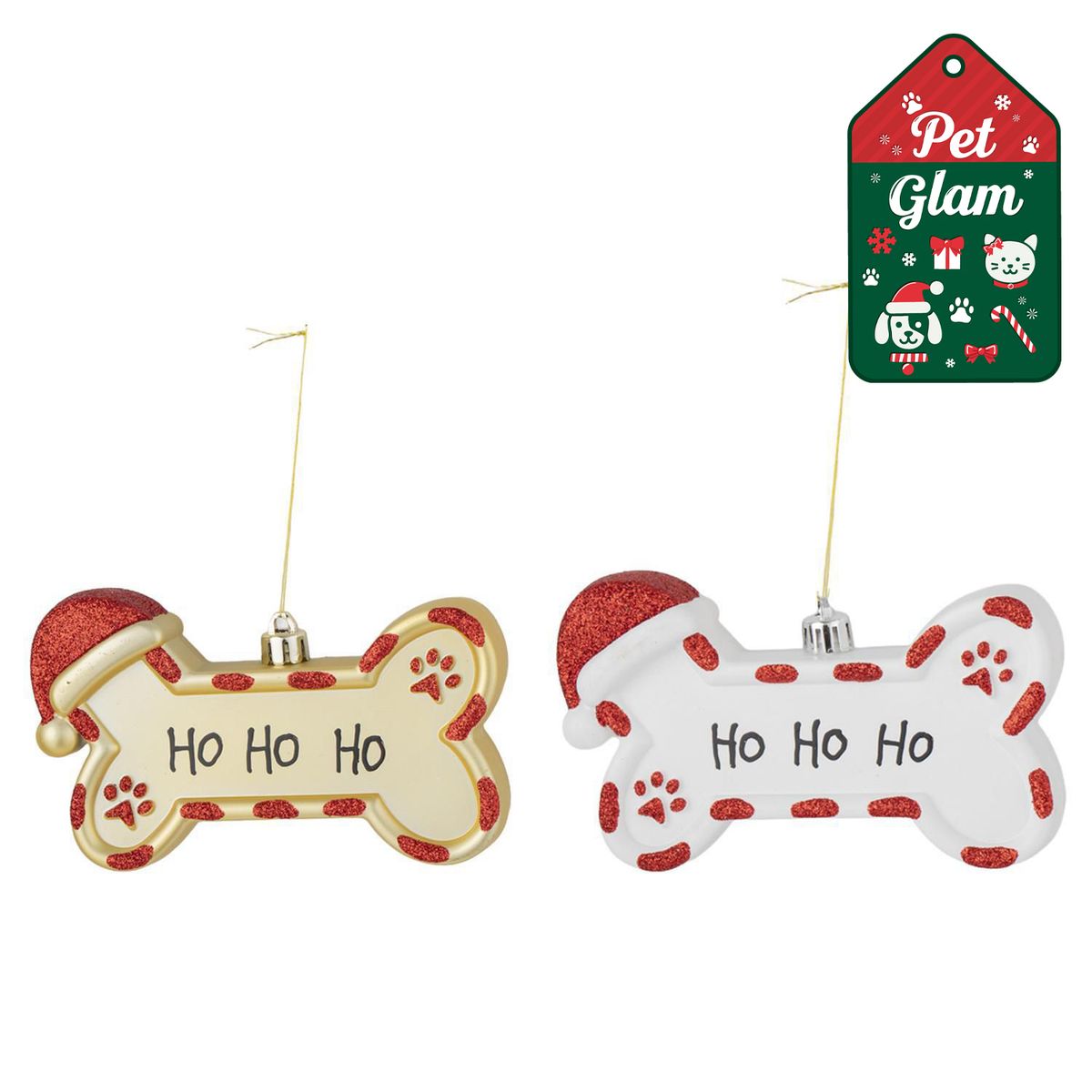 DEAR SANTA - Set 2 Adornos navidad huesos 13 cm pet