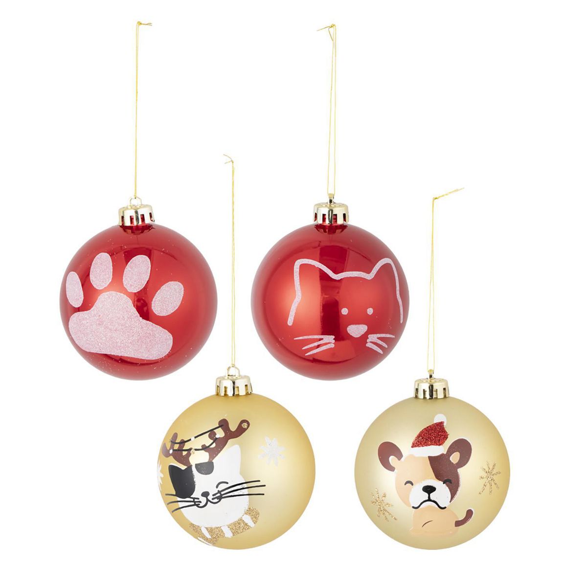DEAR SANTA - Set 4 esferas navidad 8 cm pets