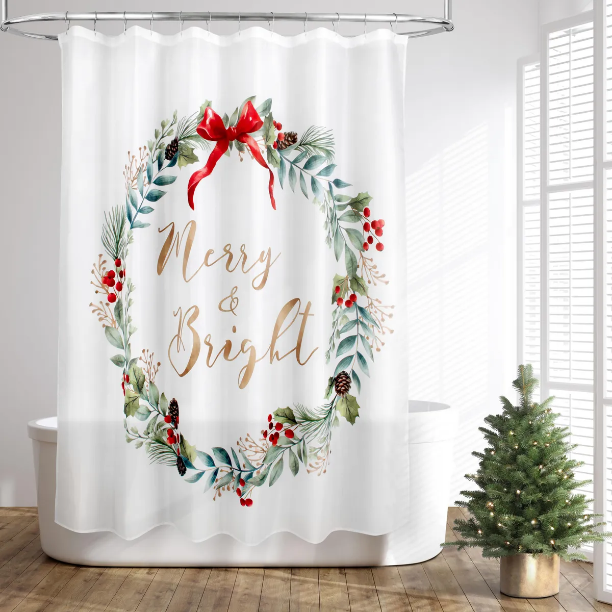 DEAR SANTA - Cortina ducha navidad blanco