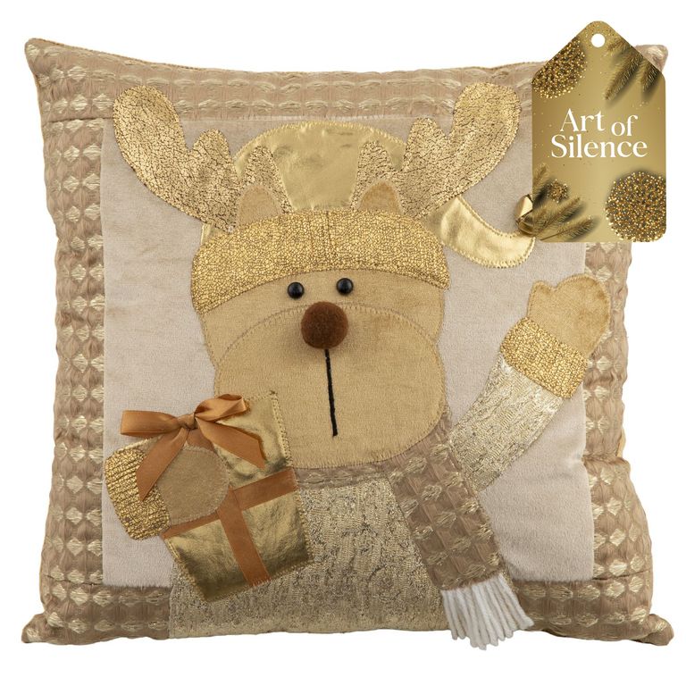 Cojín navidad reno 38 cm dorado | Sodimac Chile