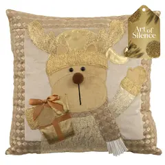 DEAR SANTA - Cojín navidad reno 38 cm dorado