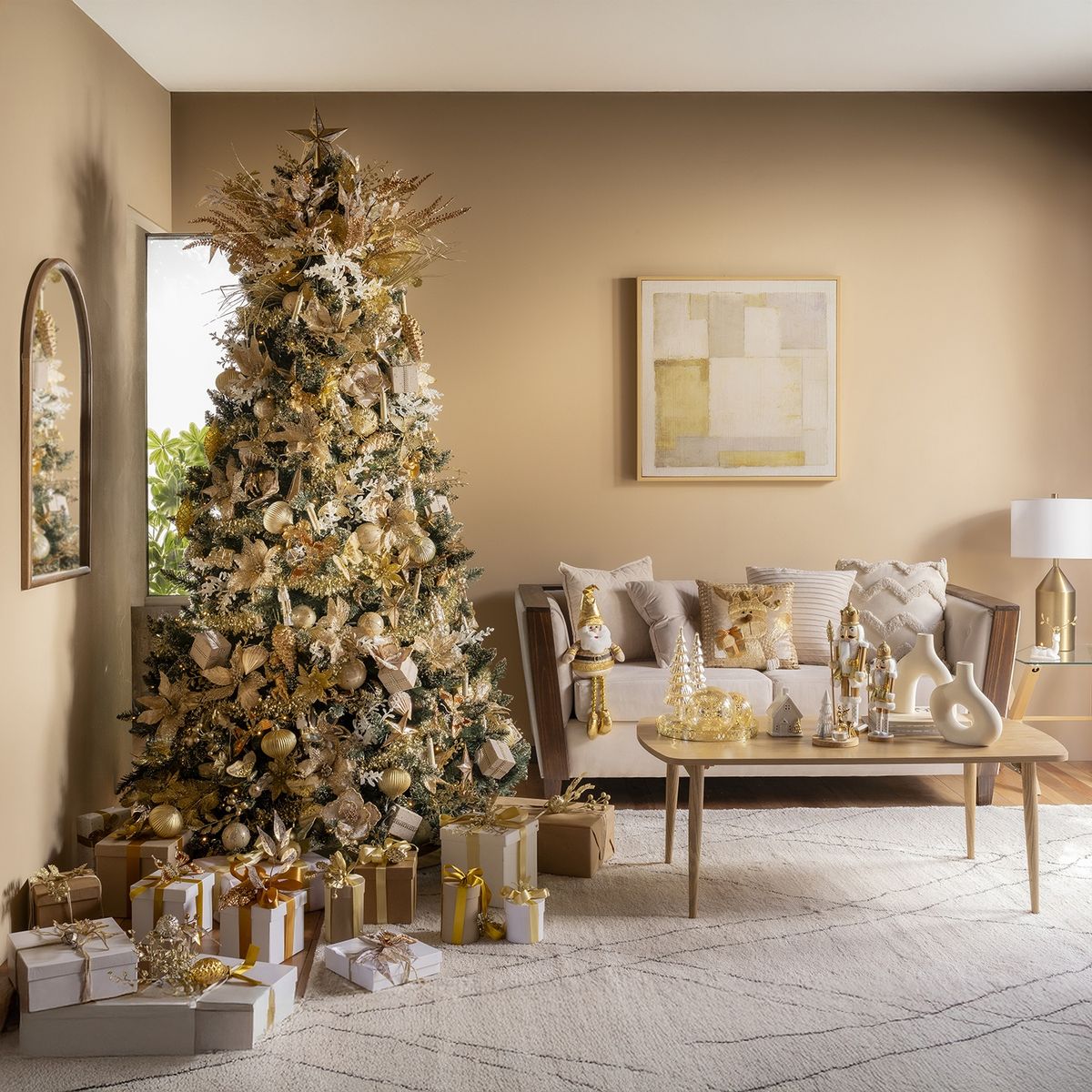 DEAR SANTA - Cojín navidad reno 38 cm dorado