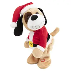 DEAR SANTA - Peluche Perro navidad animado bailando con gorro