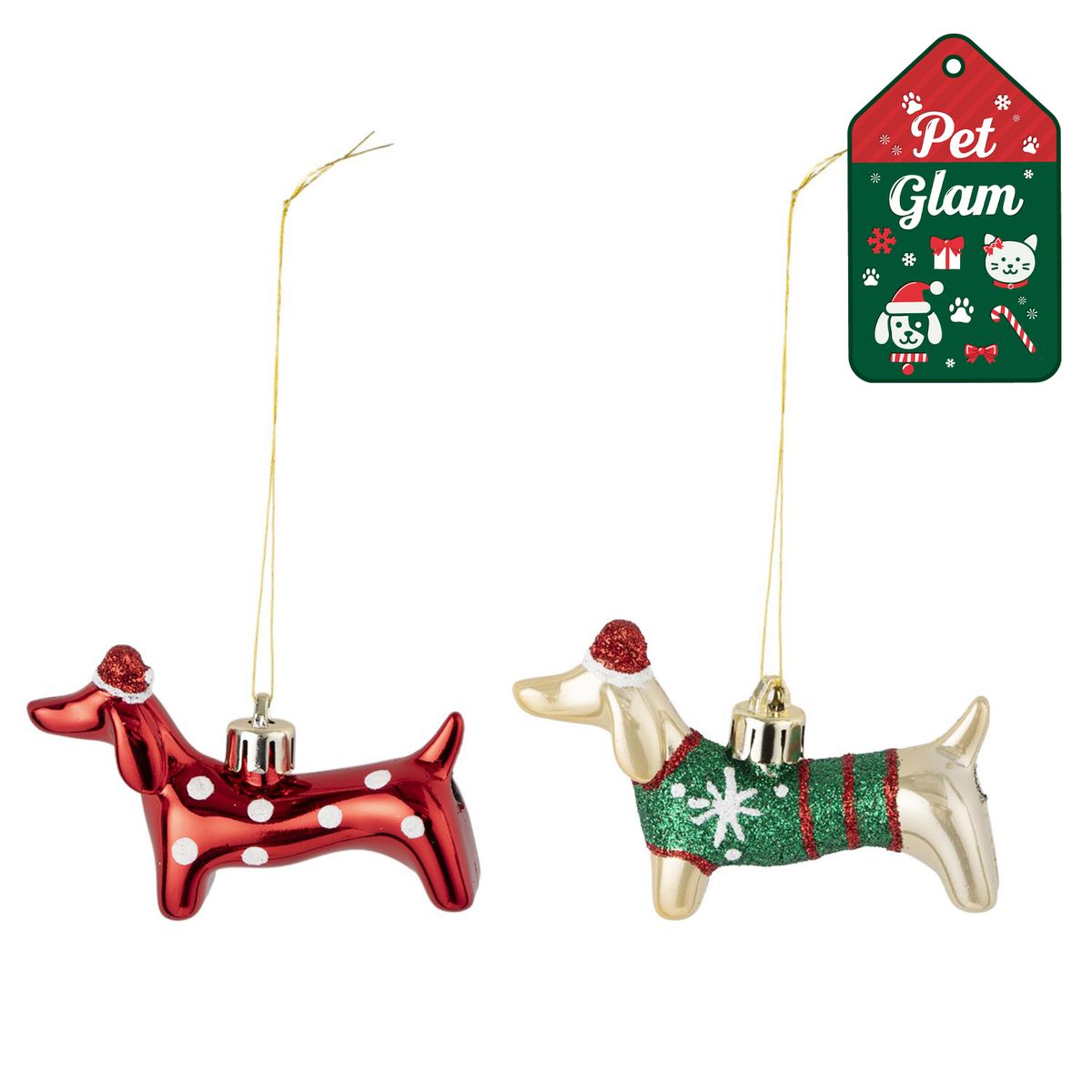 DEAR SANTA - Set 2 Adornos navidad perro salchicha pet