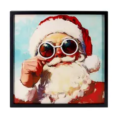 DEAR SANTA - Cuadro navidad santa lentes led 46x46 cm