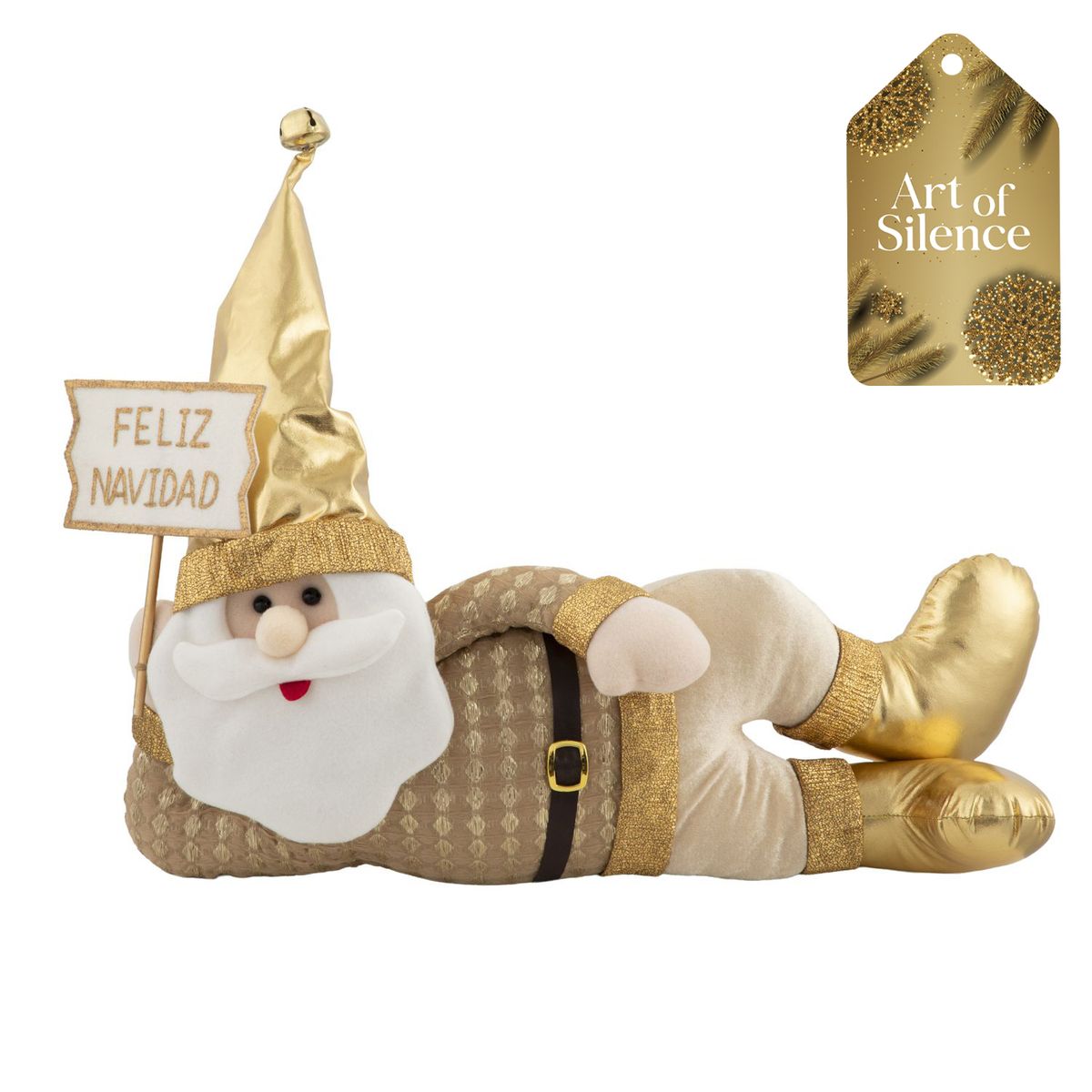 DEAR SANTA - Tope puerta navidad santa 53cm dorado aos