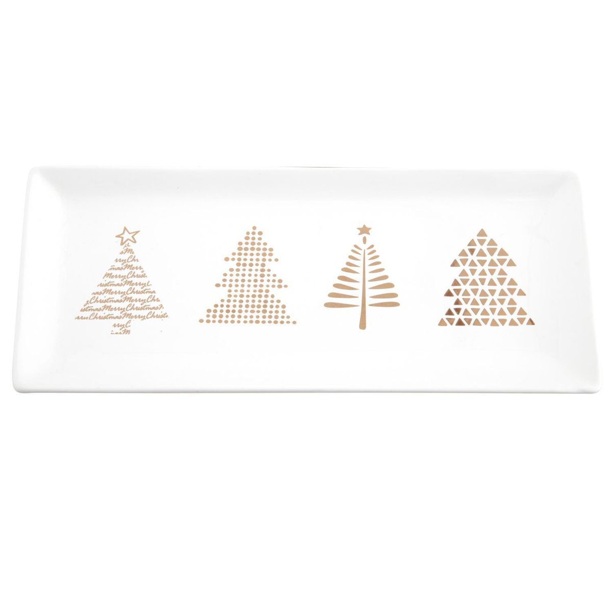 DEAR SANTA - Plato navidad rectangular diseño árbol dorado