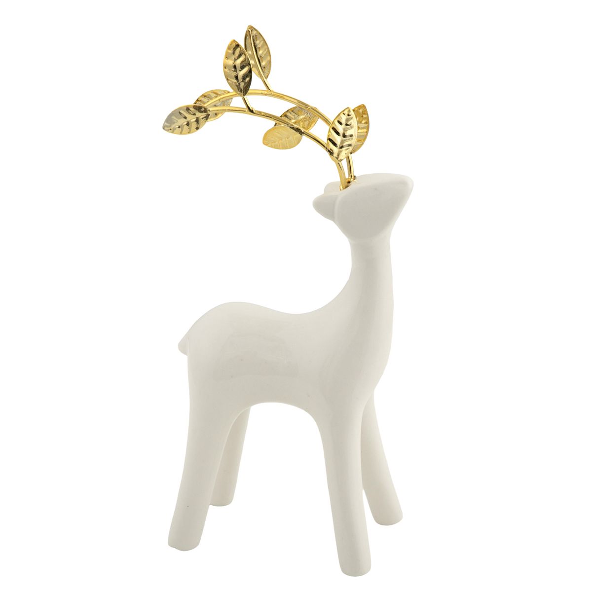 DEAR SANTA - Reno navidad parado porcelana 16.8 cm blanco