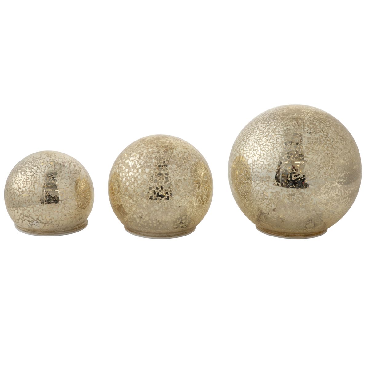 DEAR SANTA - Set 3 esferas navidad led 30cm dorado