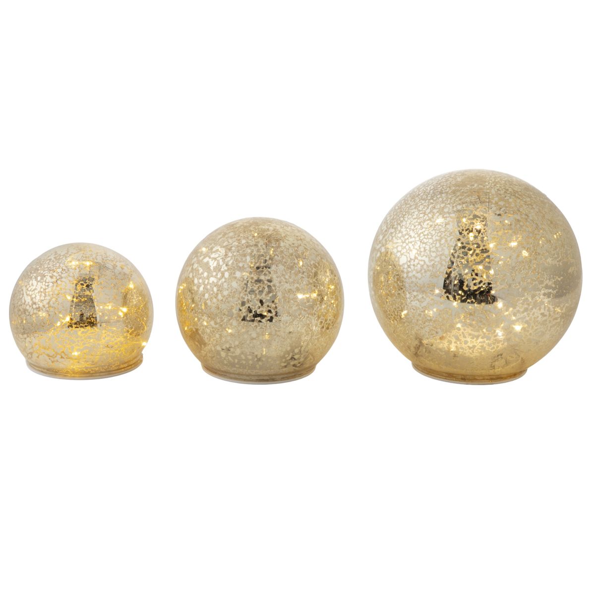 DEAR SANTA - Set 3 esferas navidad led 30cm dorado