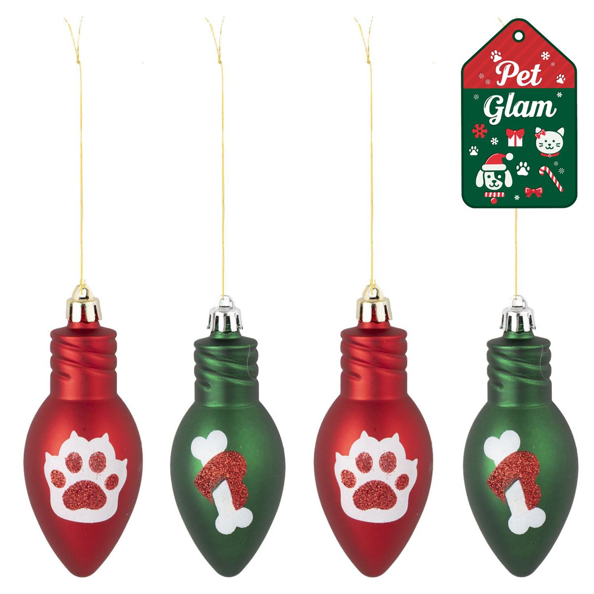 DEAR SANTA - Set 4 Adornos navidad hueso patita pet