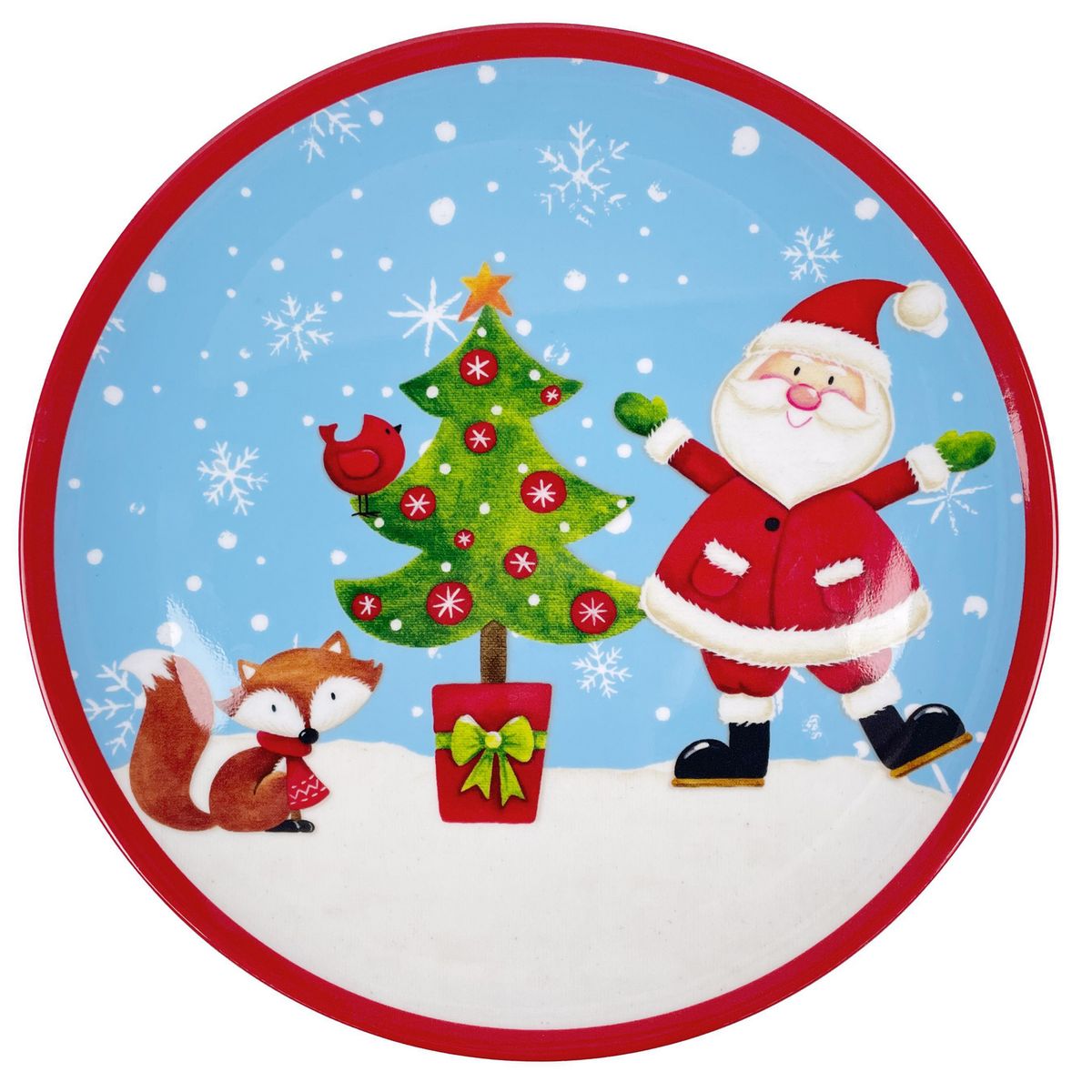 DEAR SANTA - Plato navidad melamina celeste 25.4cm