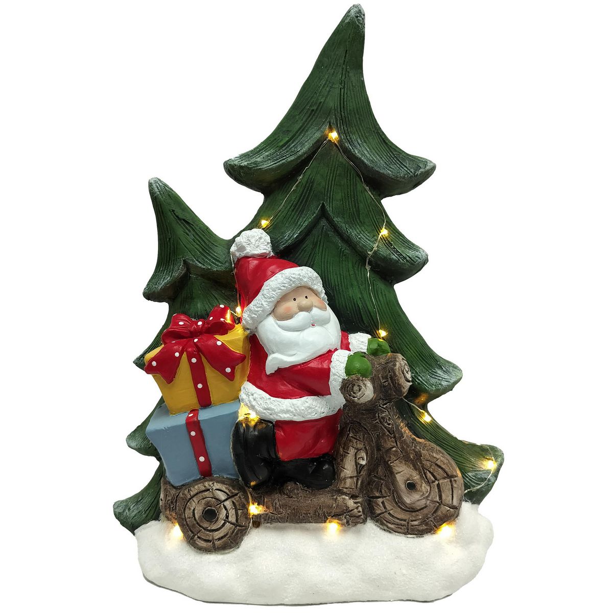 DEAR SANTA - Adorno Santa navidad en moto con luz 49 cm