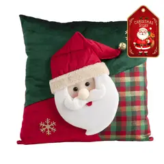 DEAR SANTA - Cojín navidad santa 38 cm verde/rojo